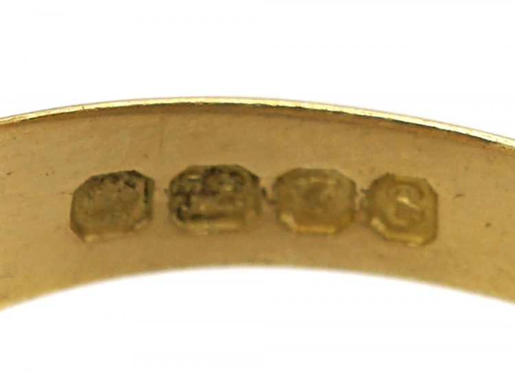 Edwardian 18ct Gold, Three Stone Cabochon Opal Ring