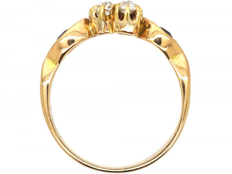 Edwardian 18ct Gold, Sapphire & Diamond Three Leaf Clover Ring