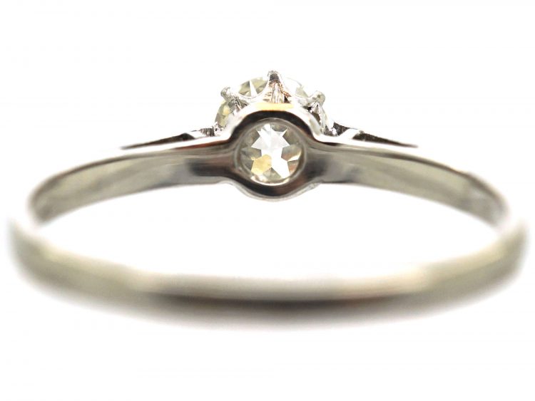 Art Deco 18ct White Gold & Platinum, Diamond Solitaire Ring