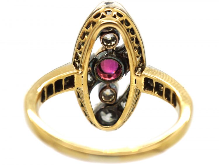Art Nouveau 18ct White & Yellow Gold, Ruby & Diamond Ring