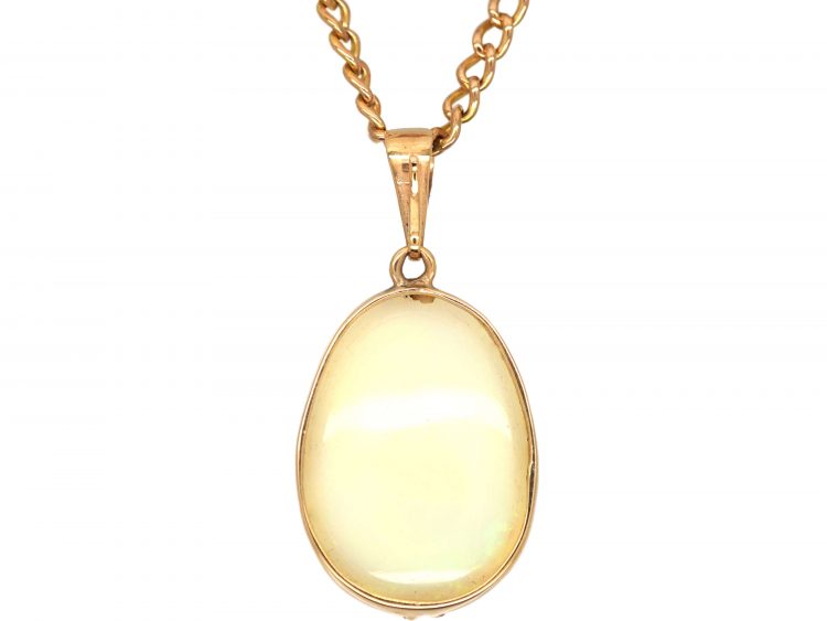 Art Deco Large Opal & 9ct Gold Pendant on 9ct Gold Chain