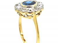 Edwardian 18ct Gold & Platinum, Sapphire & Diamond Cluster Ring
