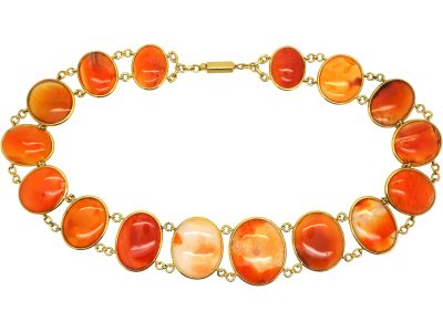 Victorian 18ct Gold Graduated Carnelian Collar