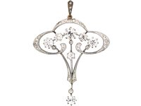 Art Nouveau Platinum & 15ct Gold, Diamond Pendant Brooch