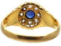 Edwardian 18ct Gold, Sapphire & Diamond Cluster Ring
