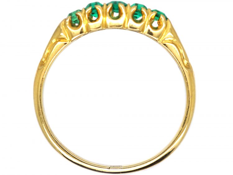 Victorian 18ct Gold Ring set with Five Graduated Emeralds
