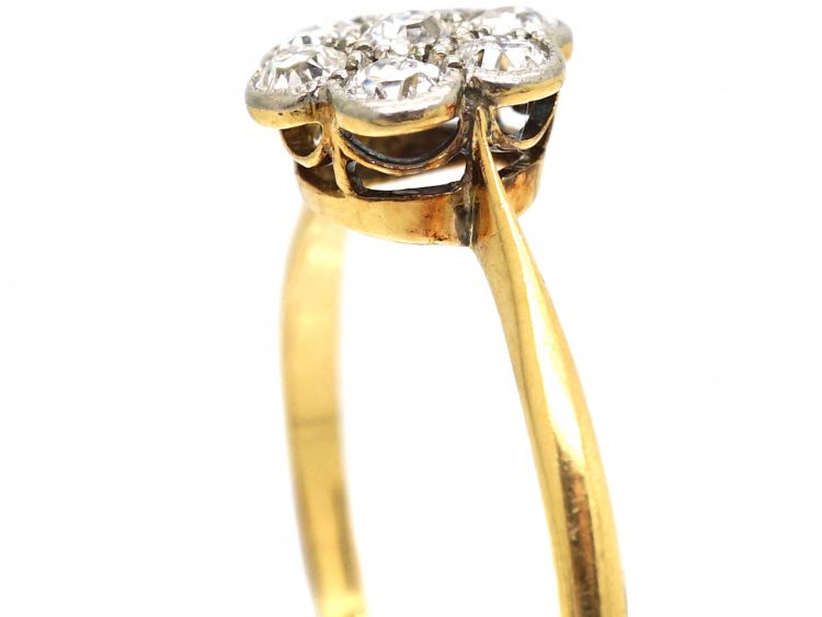 Edwardian 18ct Gold & Platinum, Diamond Daisy Cluster Ring