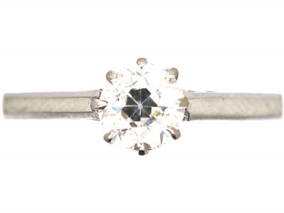 Art Deco 18ct White Gold & Platinum, Diamond Solitaire Ring