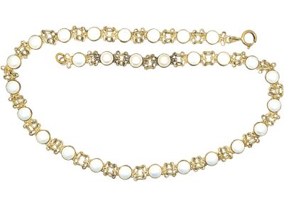 Mid 20th Century Silver & White Enamel Necklace by Arne Nordlie