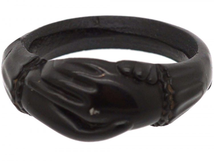 Victorian Jet Fede Ring