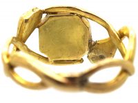 Early Victorian 18ct Gold Opening Ring with Engraved Cross Motif & Two Entwined Snakes