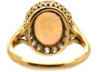 Edwardian Large 18ct Gold, Opal & Diamond Cluster Ring