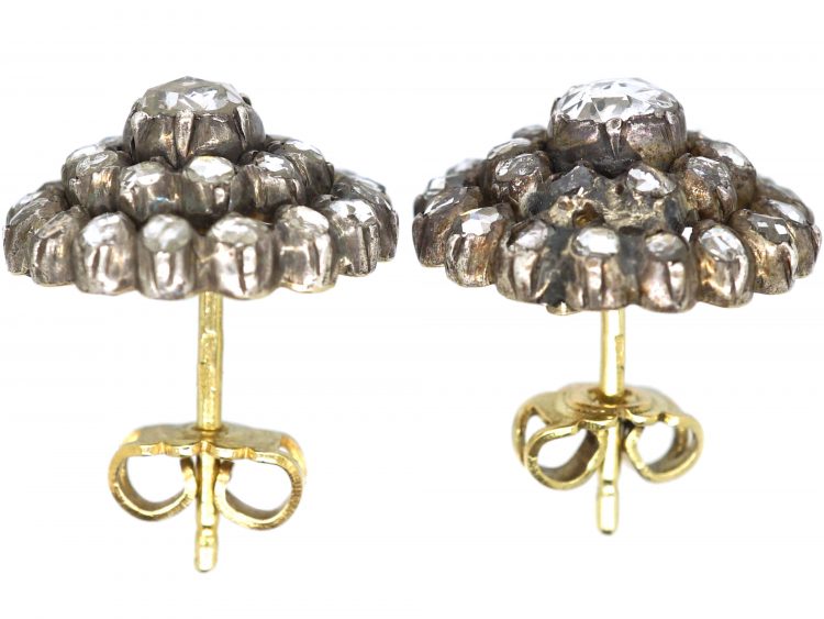 19th Century Rose Diamond Cluster Earrings