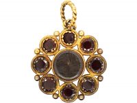 Georgian Flat Cut Garnet Pendant with Hinged Locket Compartment