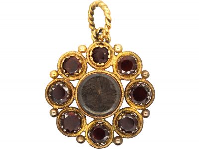 Georgian Flat Cut Garnet Pendant with Hinged Locket Compartment