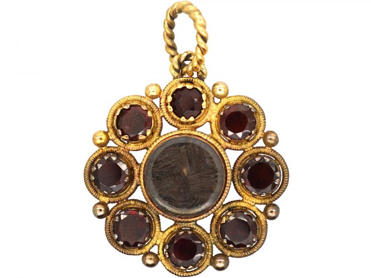 Georgian Flat Cut Garnet Pendant with Hinged Locket Compartment