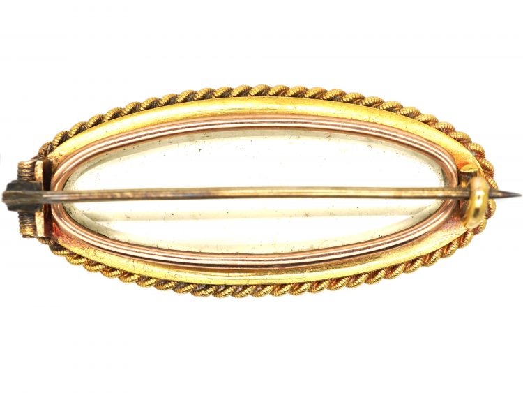 Victorian 18ct & Onyx Oval Brooch with a Star set with Natural Split Pearls