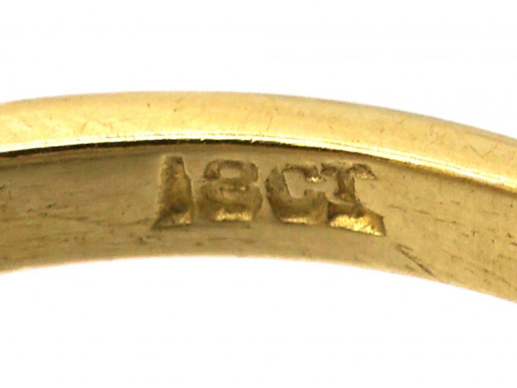 Art Deco 18ct Gold, Emerald & Diamond Three Stone Ring