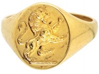 9ct Gold Signet Ring with Engraved Intaglio of a Lion