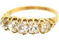 Victorian 18ct Gold, Five Stone Old Mine Cut Diamond Ring