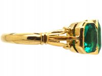 Victorian 18ct Gold, Emerald Paste Three stone Ring