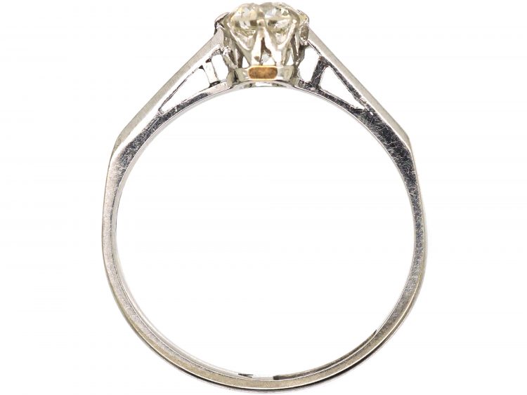 Art Deco 18ct White Gold & Platinum, Diamond Solitaire Ring