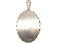 Victorian Silver Oval Locket with Roses Motif