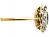 Edwardian 18ct Gold & Platinum, Sapphire & Diamond Cluster Ring