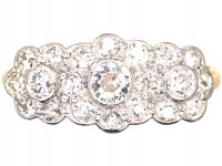 Edwardian 18ct Gold & Diamond Triple Cluster Diamond Ring