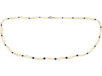 Edwardian Seed Pearl & Lapis Bead Necklace with 18ct White Gold Clasp