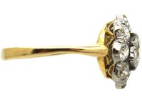 Retro 18ct Gold & Palladium Diamond Set Daisy Cluster Ring