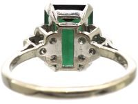 Art Deco 18ct White Gold & Platinum, Green Tourmaline & Diamond Ring