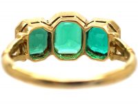 Victorian 18ct Gold, Emerald Paste Three stone Ring