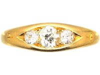 Victorian 18ct Gold Ring set with Three Old European Cut Diamonds
