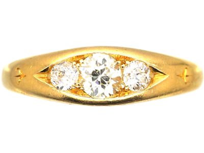 Victorian 18ct Gold Ring set with Three Old European Cut Diamonds