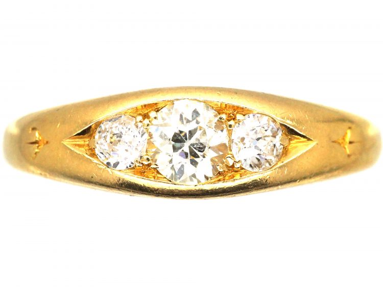 Victorian 18ct Gold Ring set with Three Old European Cut Diamonds
