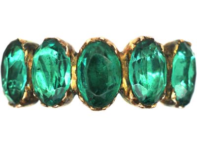 Georgian 9ct Gold, Five Green Emerald Paste Ring