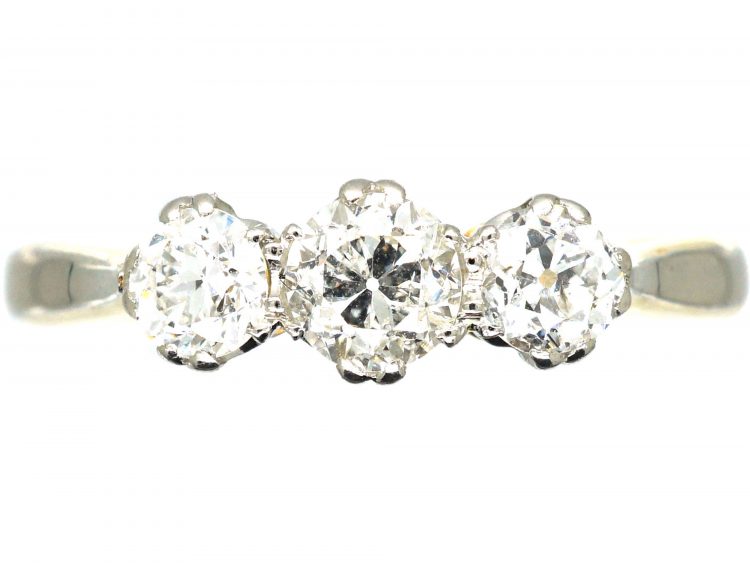 Edwardian 18ct Gold & Platinum, Three Stone Diamond Ring