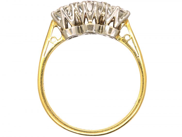 Art Deco 18ct Gold & Platinum, Three Stone Diamond Ring