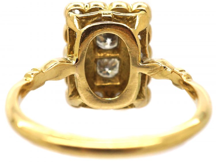Art Deco 18ct Gold & Platinum Rectangular Ring set with Diamonds