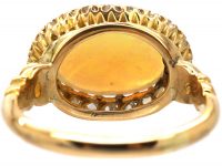 Edwardian 18ct Gold, Opal & Rose Diamond Cluster Ring