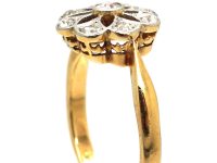 Art Deco 18ct Gold & Platinum Open Work Diamond Cluster Ring