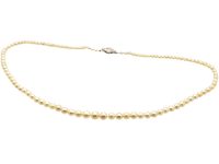 Art Deco Graduated Cultured Pearl Necklace with Diamond Set 18ct White Gold & Platinum Clasp