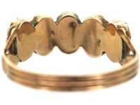 Georgian 9ct Gold, Five Green Emerald Paste Ring