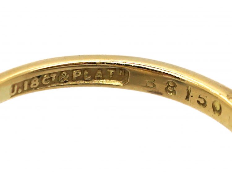 Art Deco 18ct Gold & Platinum Rectangular Ring set with Diamonds