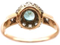 Edwardian Zircon & Diamond Cluster Ring with Diamond Set Shoulders