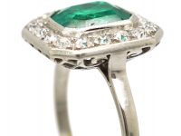 Art Deco Platinum, Emerald & Diamond Ring