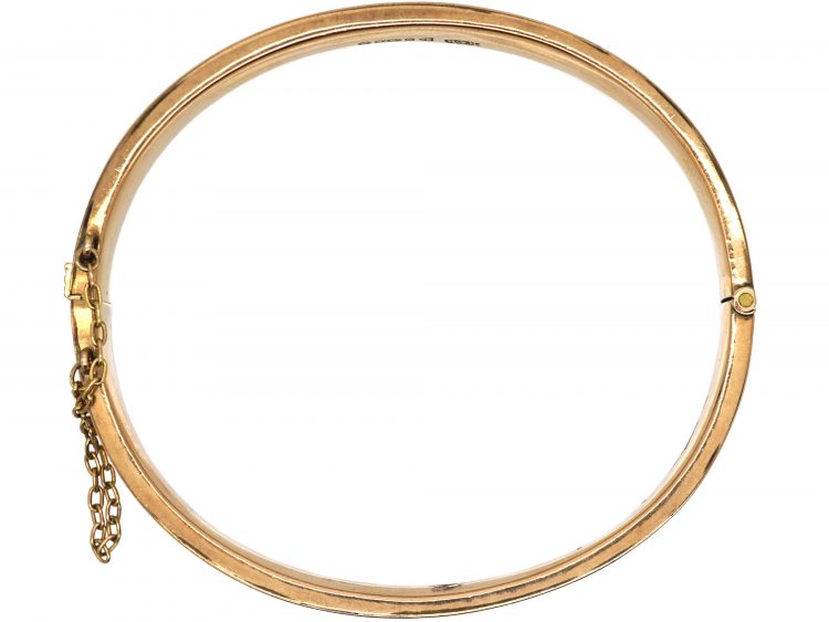 Edwardian 9ct Gold Bangle with Ivy Leaf Detail