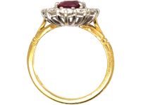 18ct Gold, Burma Ruby & Diamond Cluster Ring