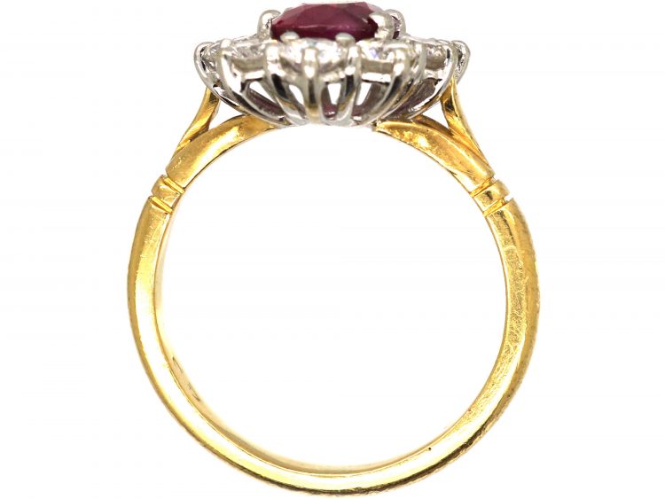 18ct Gold, Burma Ruby & Diamond Cluster Ring
